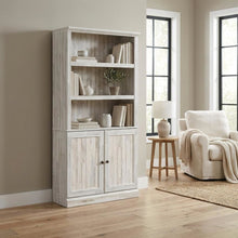 White Plank Finish Bookcase with Rectangular Shape and Spacious Storage