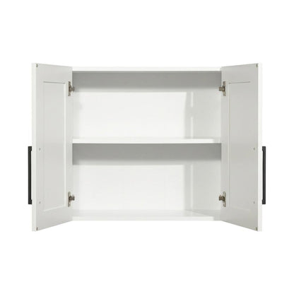 White Storage Cabinet With Soft Finish And Coastal Chic Style
