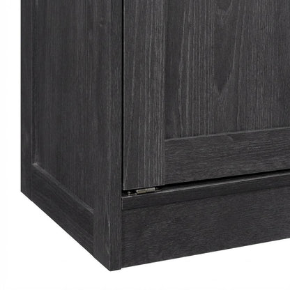 Black Oak Finish Storage Cabinet With Transitional Style, Rectangular Design