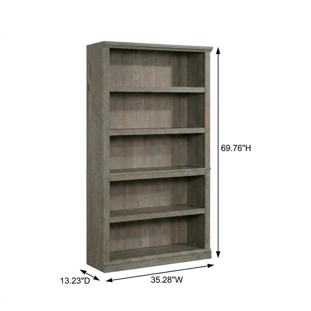 Mystic Oak Finish Storage Bookcase with Multiple Shelves and Open Design