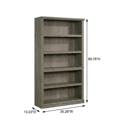 Mystic Oak Finish Storage Bookcase with Multiple Shelves and Open Design