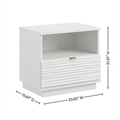 White Nightstand with Contemporary Design and Sleek Rectangular Shape