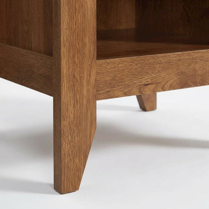 Oiled Oak Finish Night Stand with Coastal Cottage Style and Square Shape