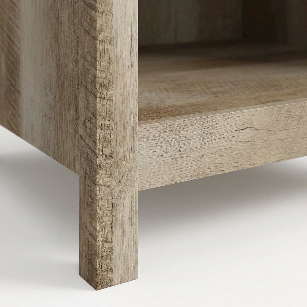 Lintel Oak Finish Night Stand with Industrial and Modern Farmhouse Style