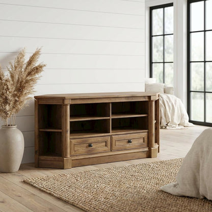Wood Entertainment Credenza with Vintage Oak Finish for TVs up to 60 inches