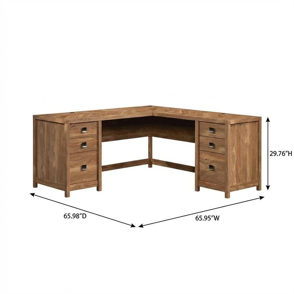 L-Shaped Office Desk In Sindoori Mango Finish For Modern Workspaces