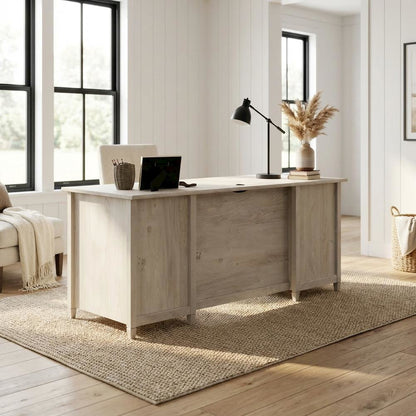 Modern Office Desk In Chalked Chestnut Finish With Rectangular Top