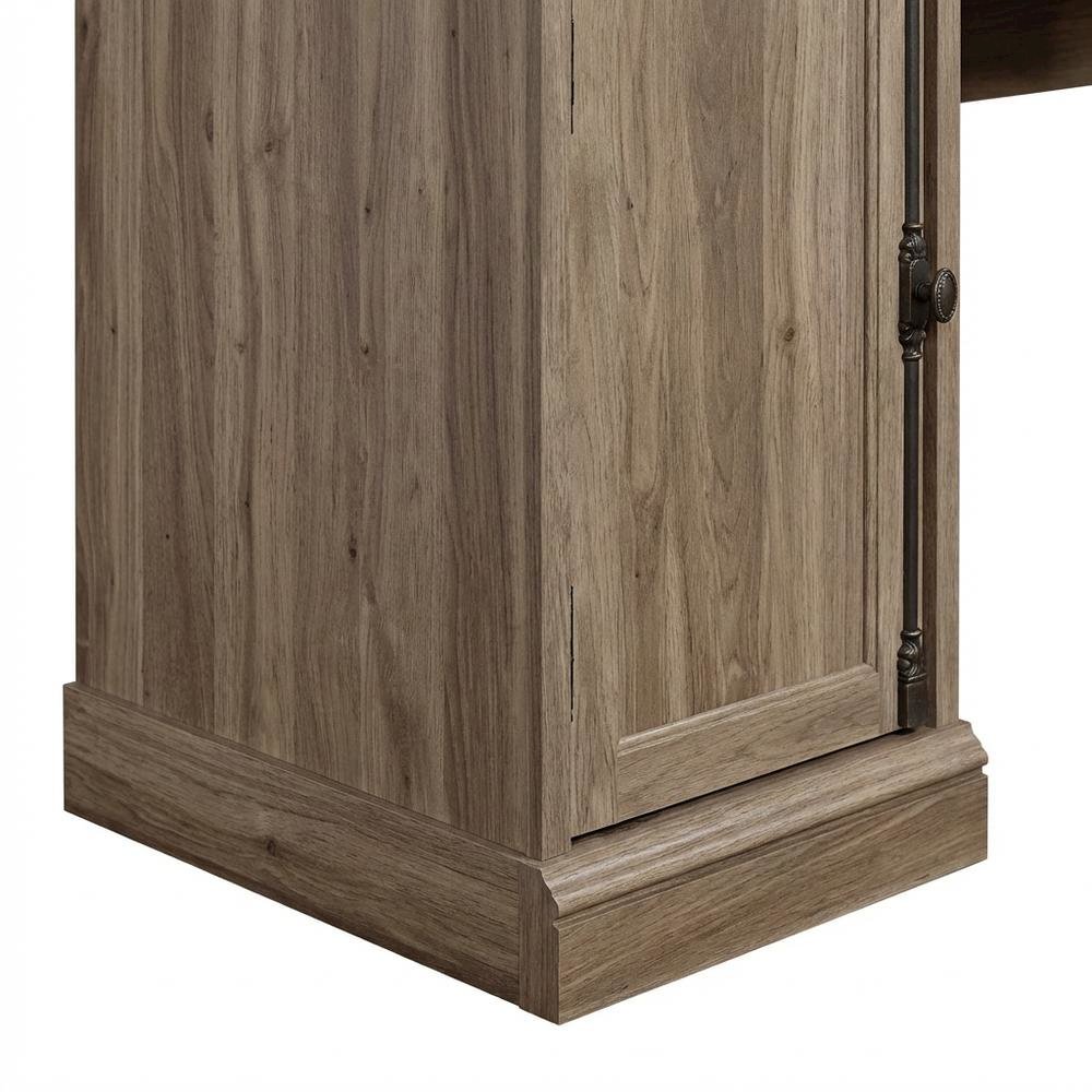 L-Shaped Office Desk Salt Oak Finish With Modern Farmhouse Style