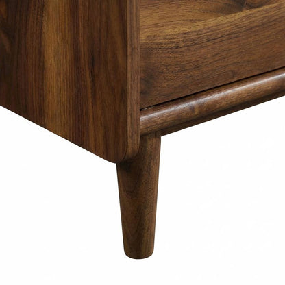 Elegant Walnut Finish Office Desk, Mid-Century Modern Style, Rectangular Design