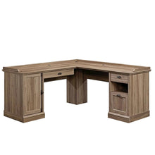 L-Shaped Office Desk Salt Oak Finish With Modern Farmhouse Style