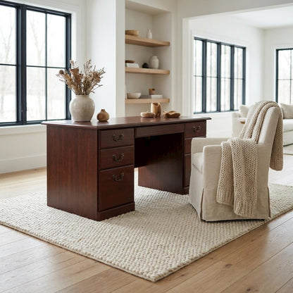 Classic Cherry Executive Desk With Traditional Style And Rectangular Design