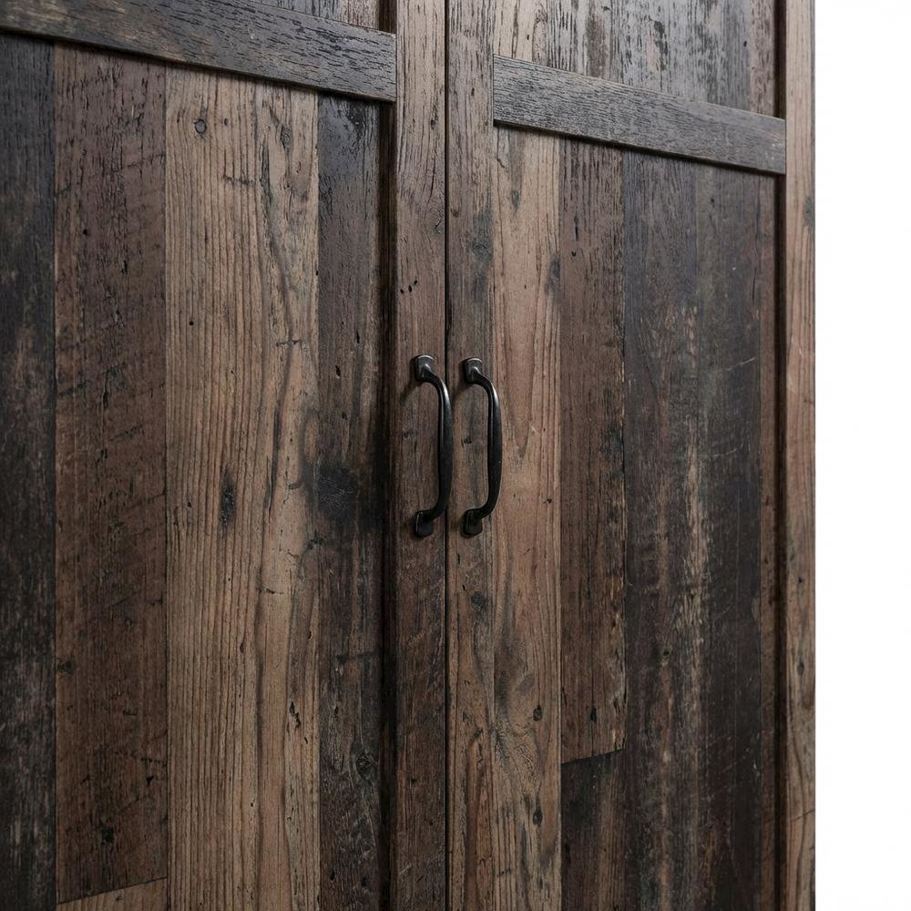 Rustic Brown Storage Armoire With Reclaimed Pine Finish