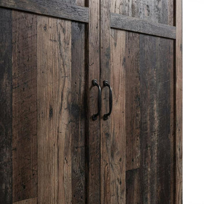Rustic Brown Storage Armoire With Reclaimed Pine Finish