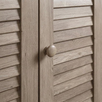 Rustic Salt Oak Finish Storage Cabinet With Coastal Cottage Style