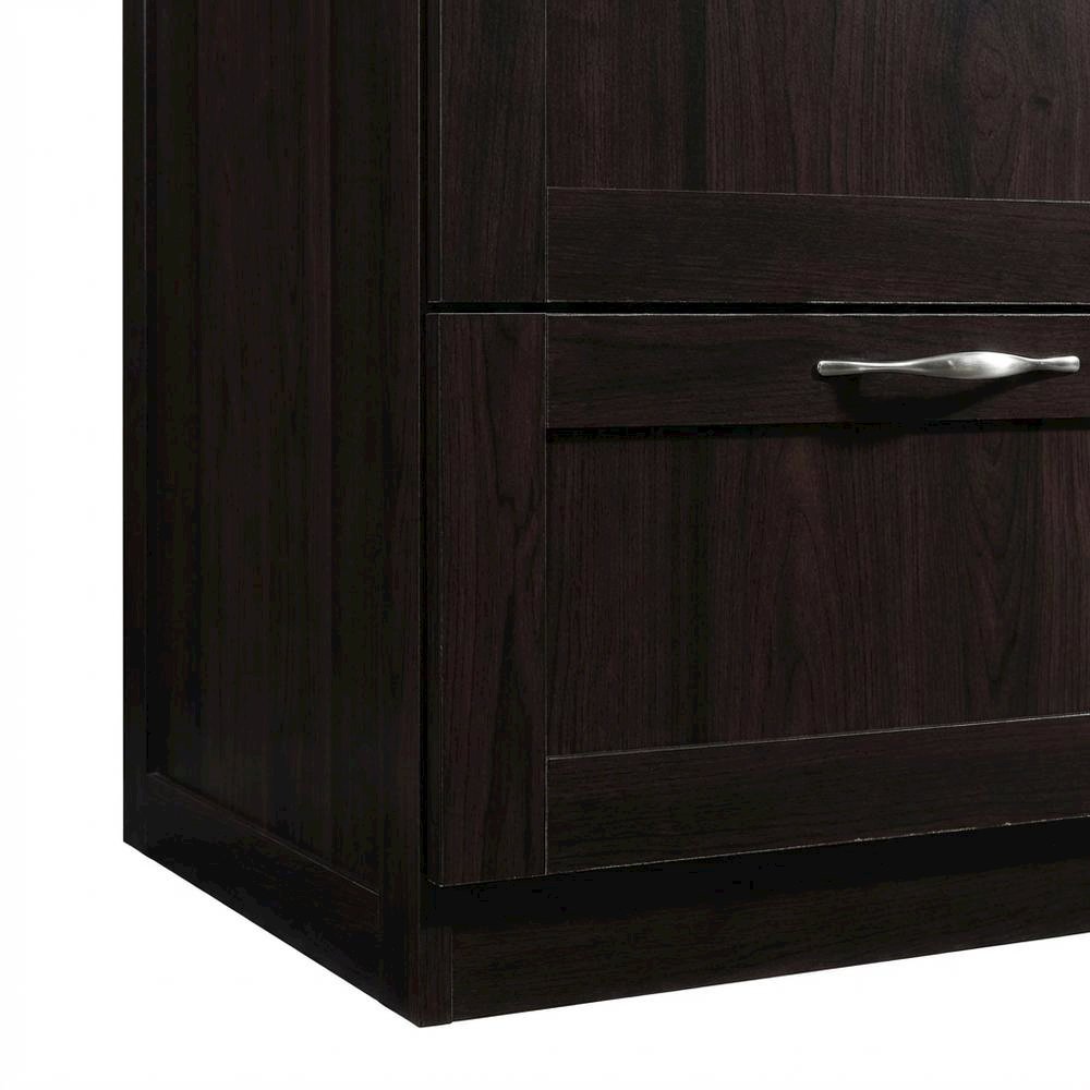 Wooden Storage Armoire In Brown With Spacious Compartment And Elegant Finish