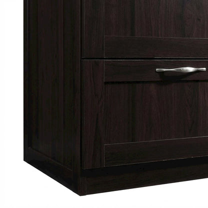 Wooden Storage Armoire In Brown With Spacious Compartment And Elegant Finish
