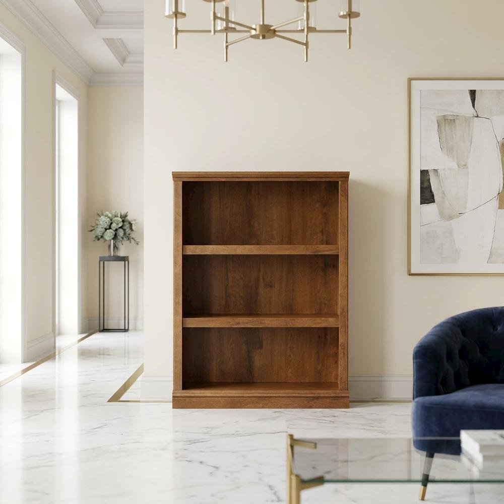 Oiled Oak Finish Storage Bookcase with Open Shelving for Living Room