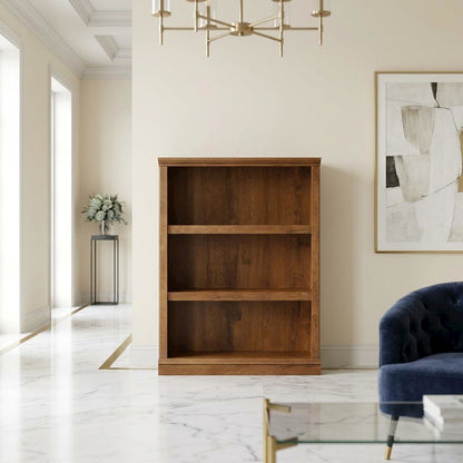 Oiled Oak Finish Storage Bookcase with Open Shelving for Living Room