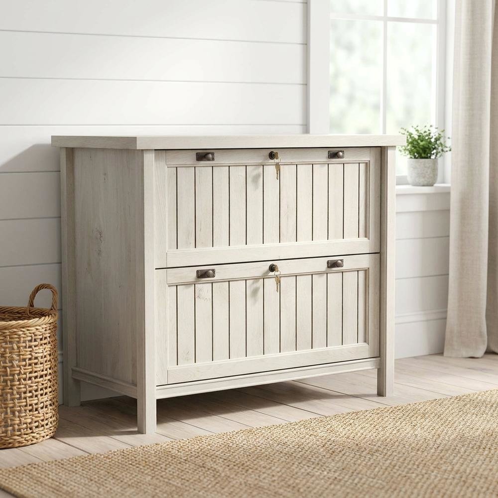 Chalked Chestnut Office File Cabinet with Secure Storage and Modern Design