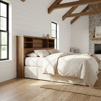 Engineered Wood Farmhouse Bookcase Headboard for Full and Queen Beds