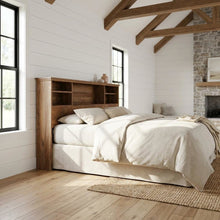 Engineered Wood Farmhouse Bookcase Headboard for Full and Queen Beds