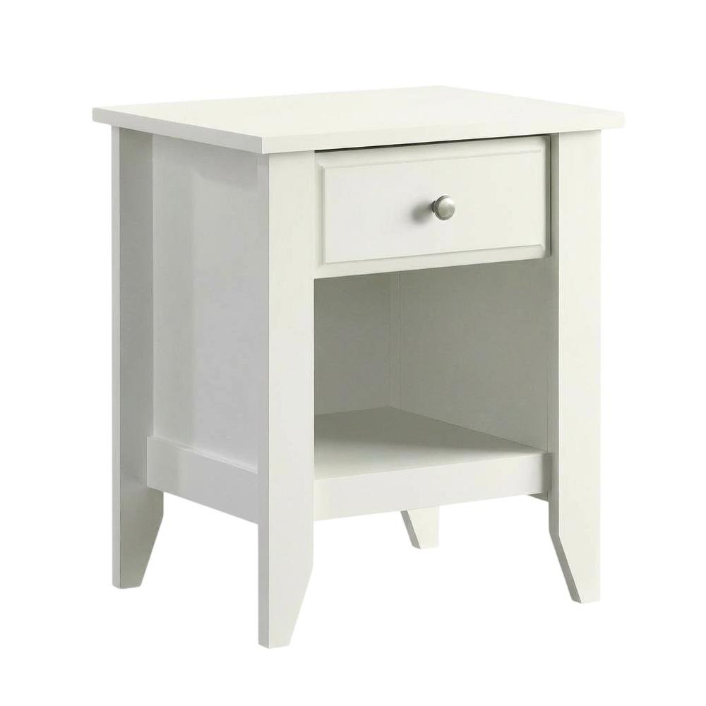 Soft White Night Stand with Coastal Cottage and Transitional Style