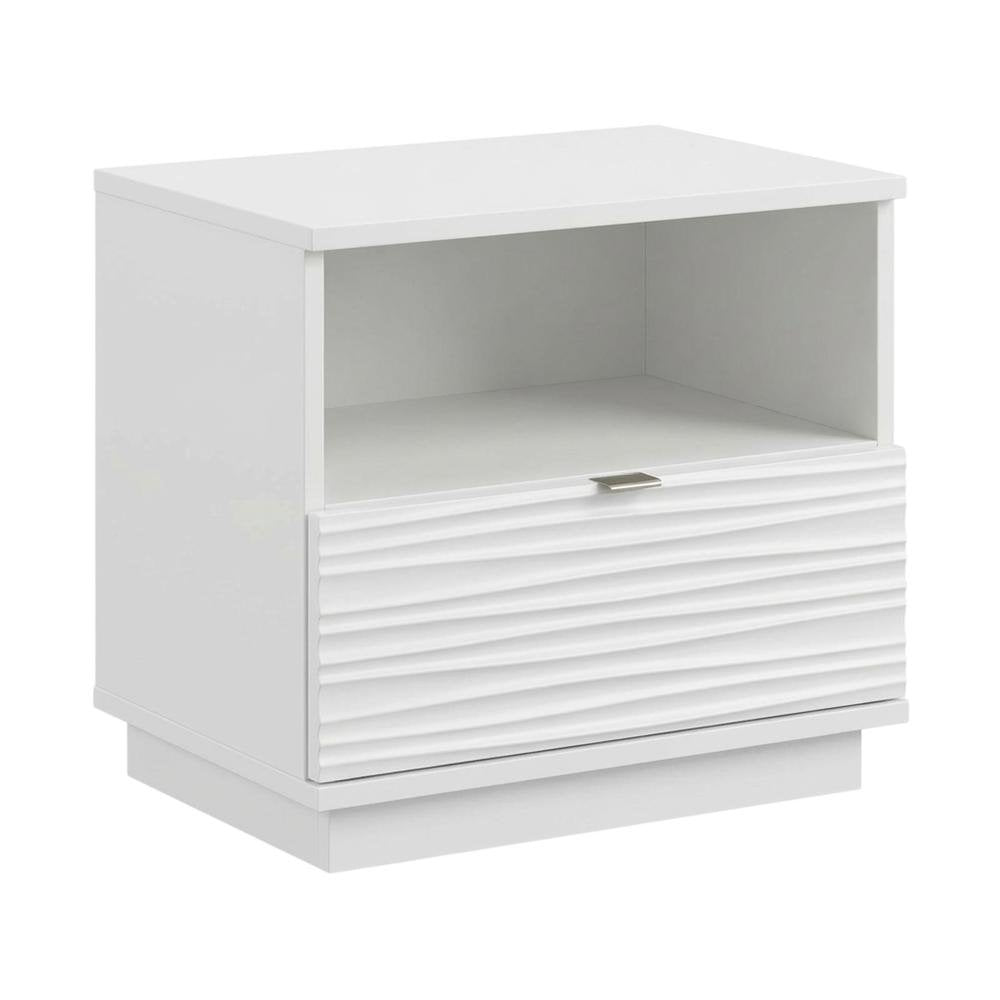 White Nightstand with Contemporary Design and Sleek Rectangular Shape