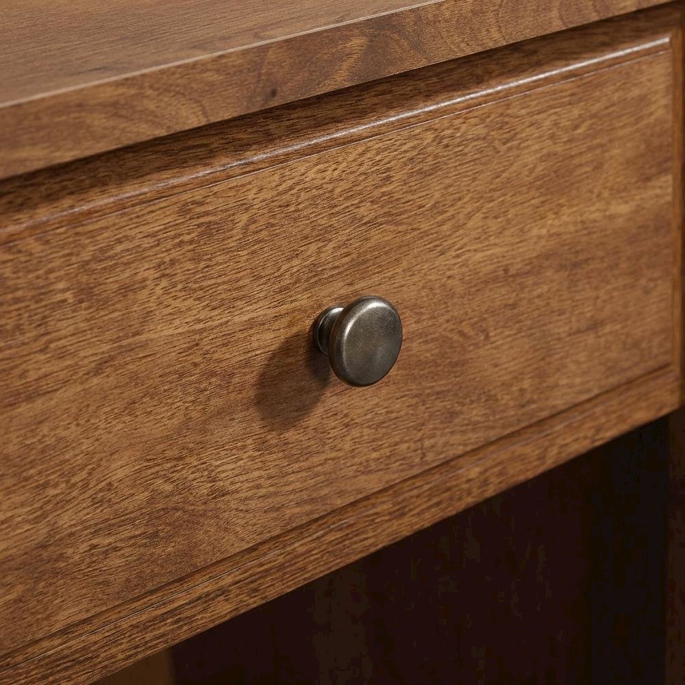 Oiled Oak Finish Night Stand with Coastal Cottage Style and Square Shape