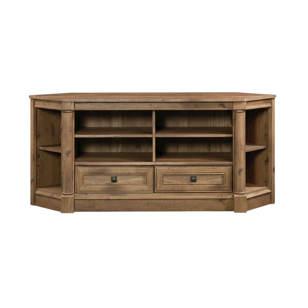 Wood Entertainment Credenza with Vintage Oak Finish for TVs up to 60 inches