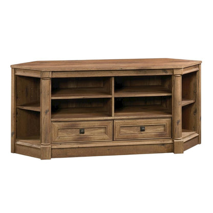 Wood Entertainment Credenza with Vintage Oak Finish for TVs up to 60 inches