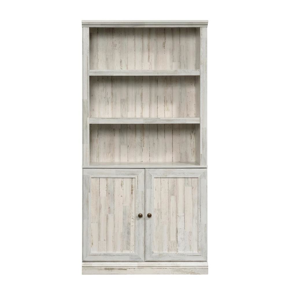White Plank Finish Bookcase with Rectangular Shape and Spacious Storage