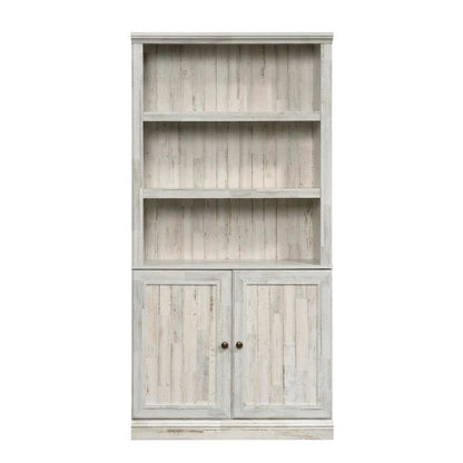 White Plank Finish Bookcase with Rectangular Shape and Spacious Storage