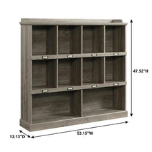Salt oak finish bookcase with modern farmhouse and industrial style, rectangle