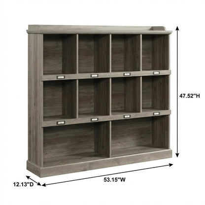 Salt oak finish bookcase with modern farmhouse and industrial style, rectangle