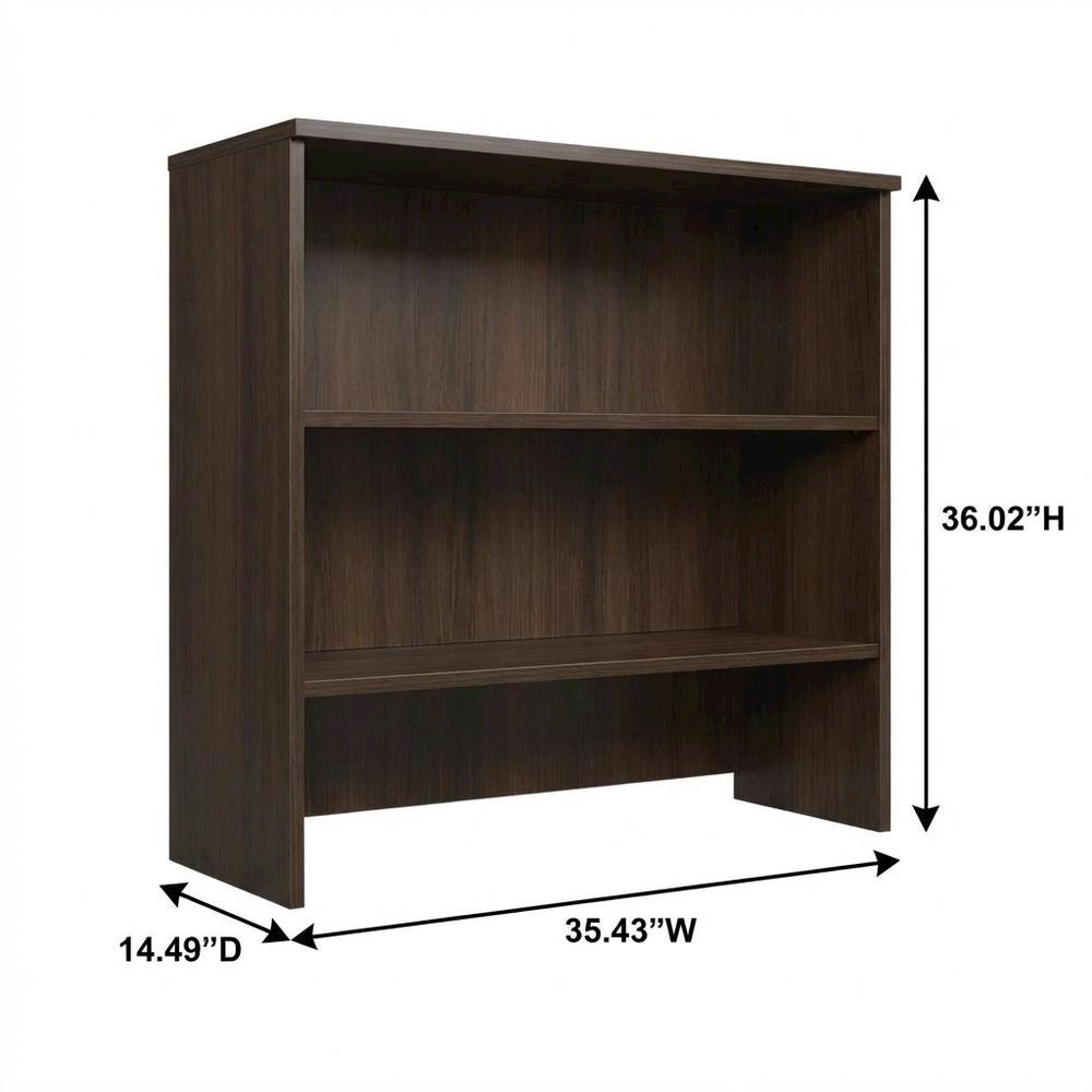 Contemporary Office Hutch in Noble Elm Finish with Rectangle Design