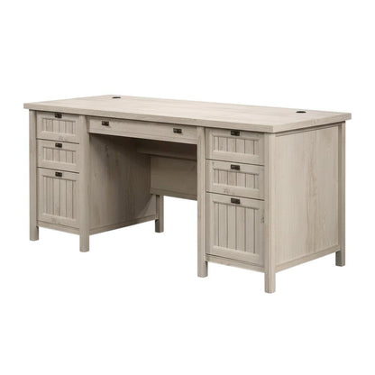 Chalked Chestnut Office Executive Desk With Modern Rectangle Design