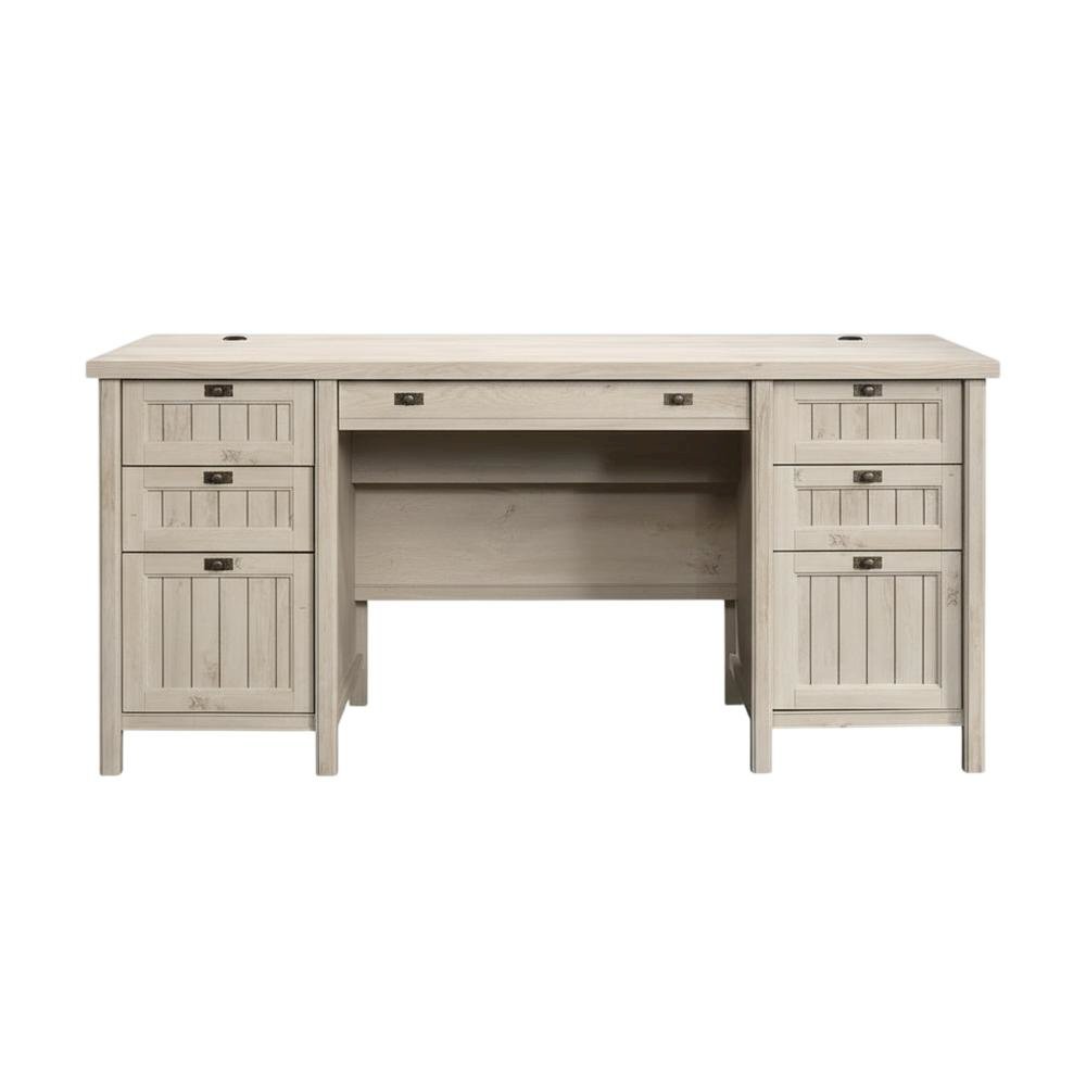 Chalked Chestnut Office Executive Desk With Modern Rectangle Design