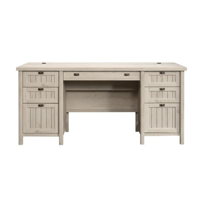 Chalked Chestnut Office Executive Desk With Modern Rectangle Design