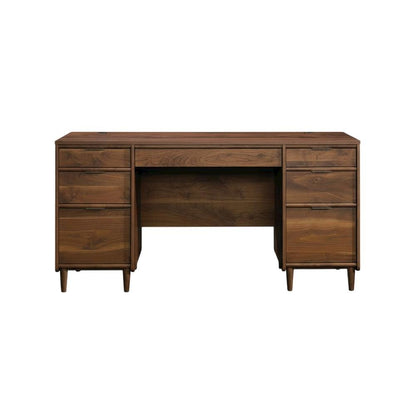 Elegant Walnut Finish Office Desk, Mid-Century Modern Style, Rectangular Design