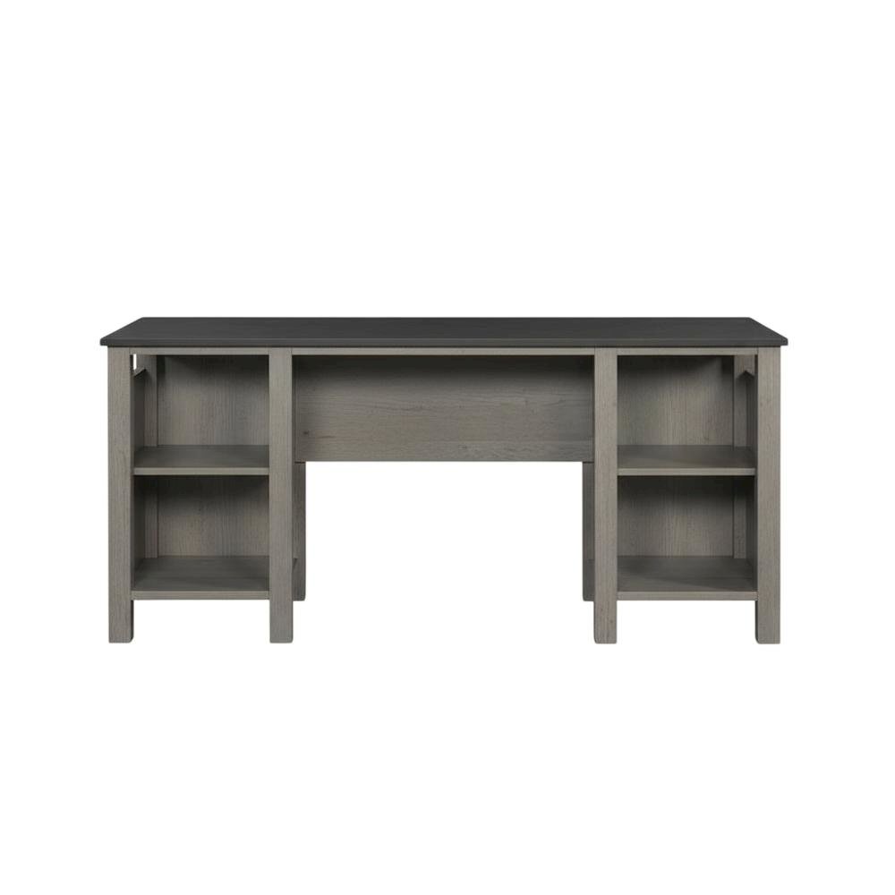 Modern Rectangular Office Desk With Mystic Oak Finish And Transitional Style