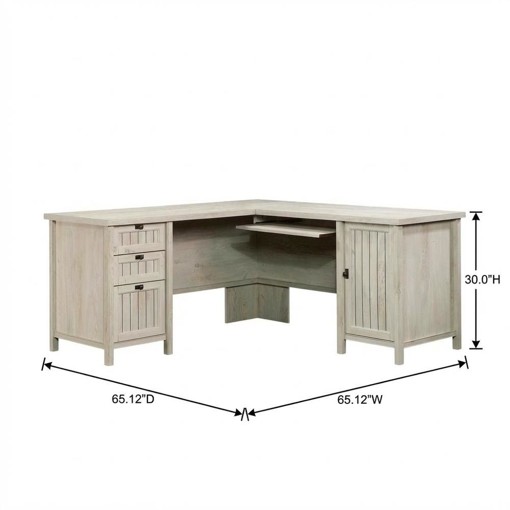 Chalked Chestnut Office L Desk With Coastal Cottage Style And Rectangular Shape