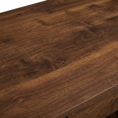Elegant Walnut Finish Office Desk, Mid-Century Modern Style, Rectangular Design