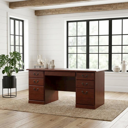 Classic Cherry Executive Desk With Traditional Style And Rectangular Design