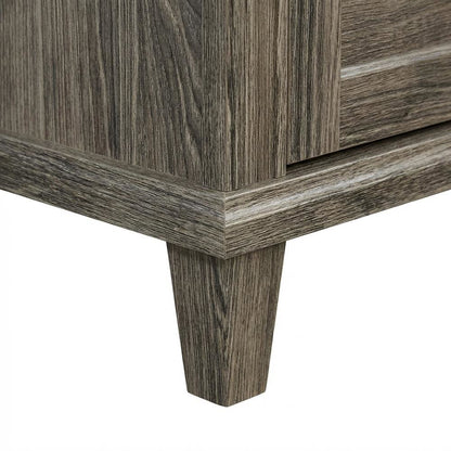 Traditional L-shaped office desk in Emery Oak finish with spacious work surface