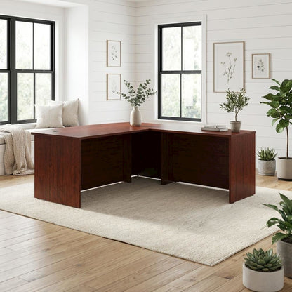 Brown office workstation set, contemporary, transitional, 2-piece configuration