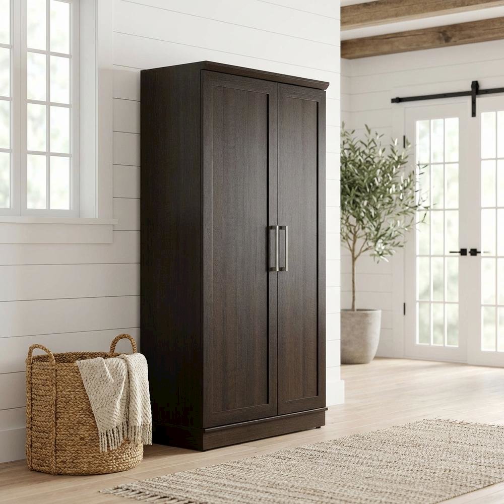 Contemporary Storage Cabinet In Dakota Oak Finish With Spacious Design