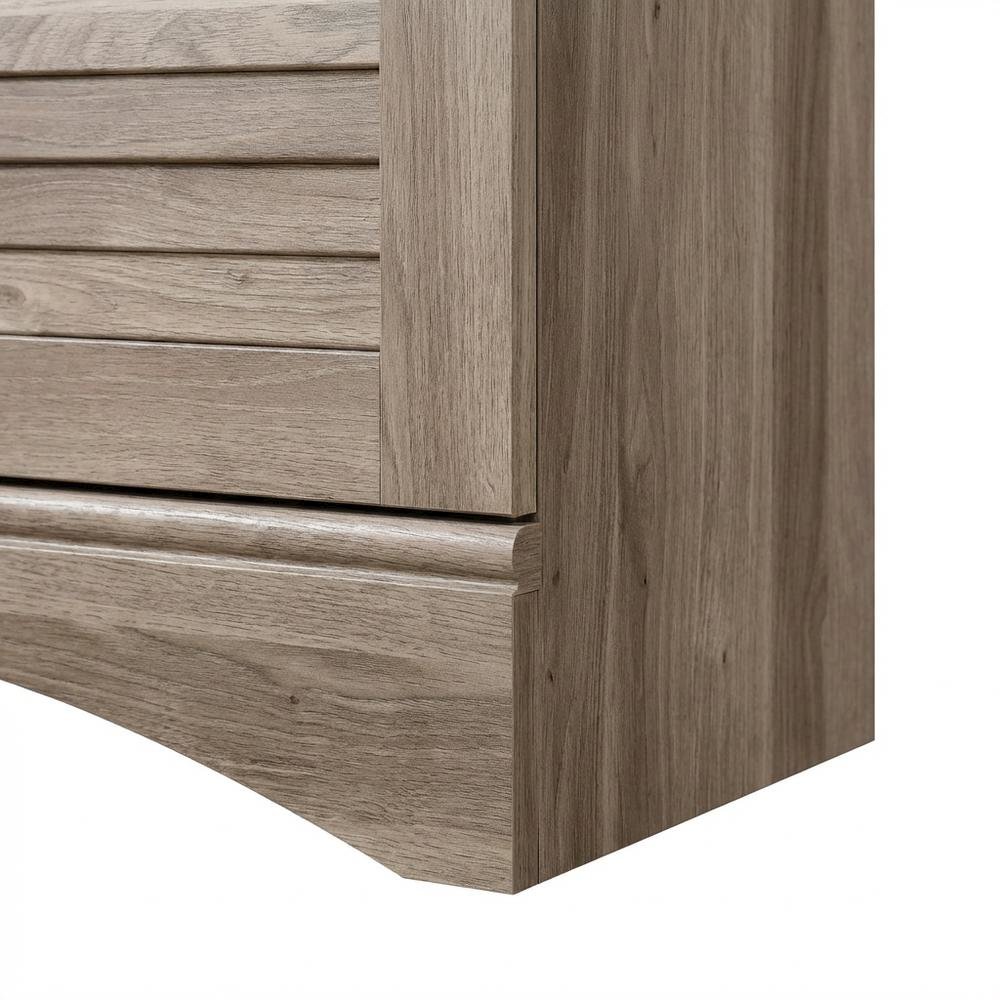 Rustic Salt Oak Finish Storage Cabinet With Coastal Cottage Style