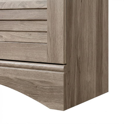 Rustic Salt Oak Finish Storage Cabinet With Coastal Cottage Style