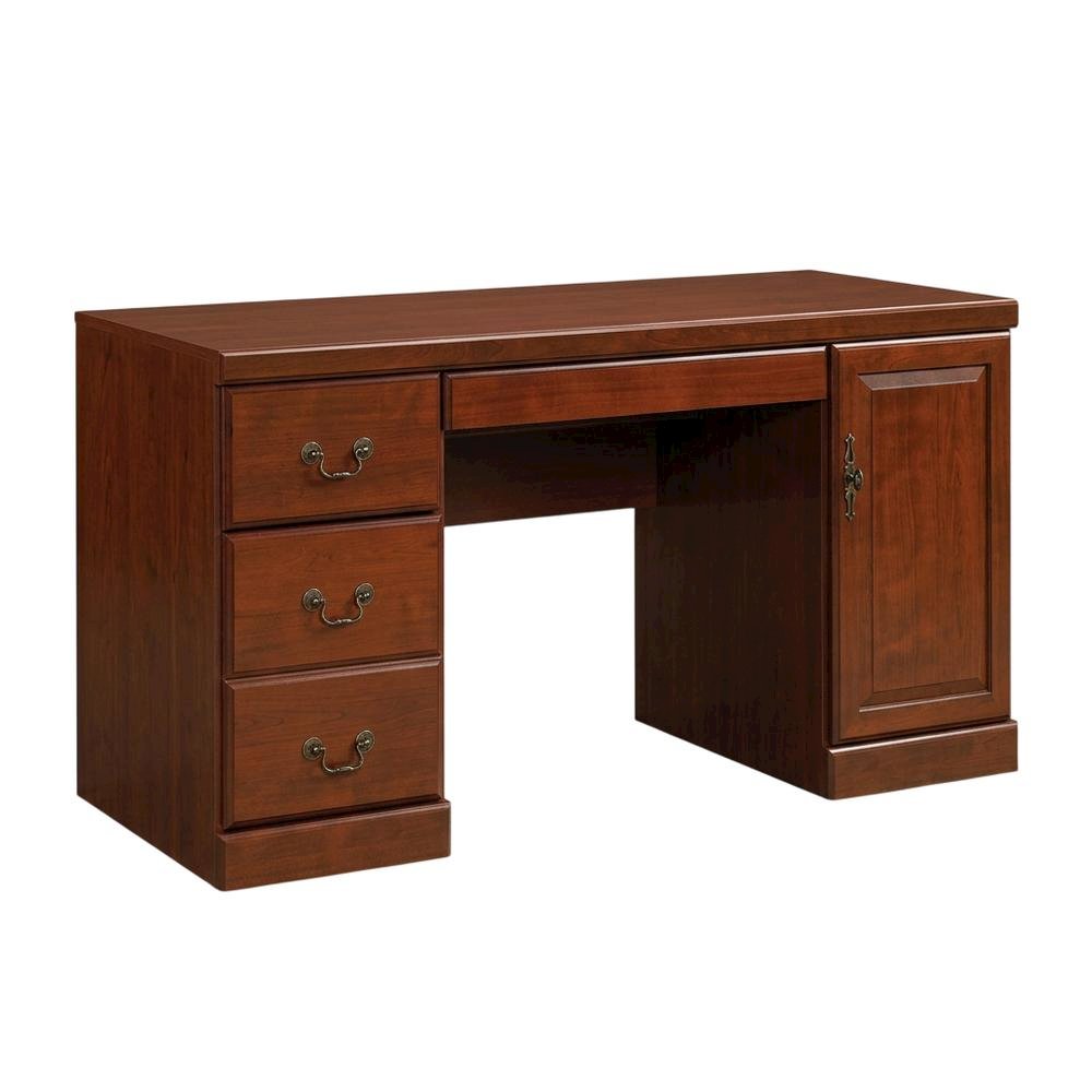 Brown Coastal Cottage Desk with Hutch and Rectangle Shape
