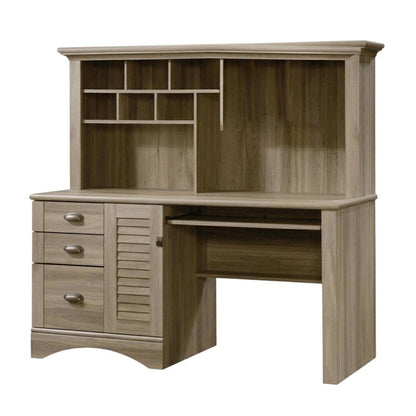 Coastal Cottage Desk with Hutch and Spacious Workspace for Home Office